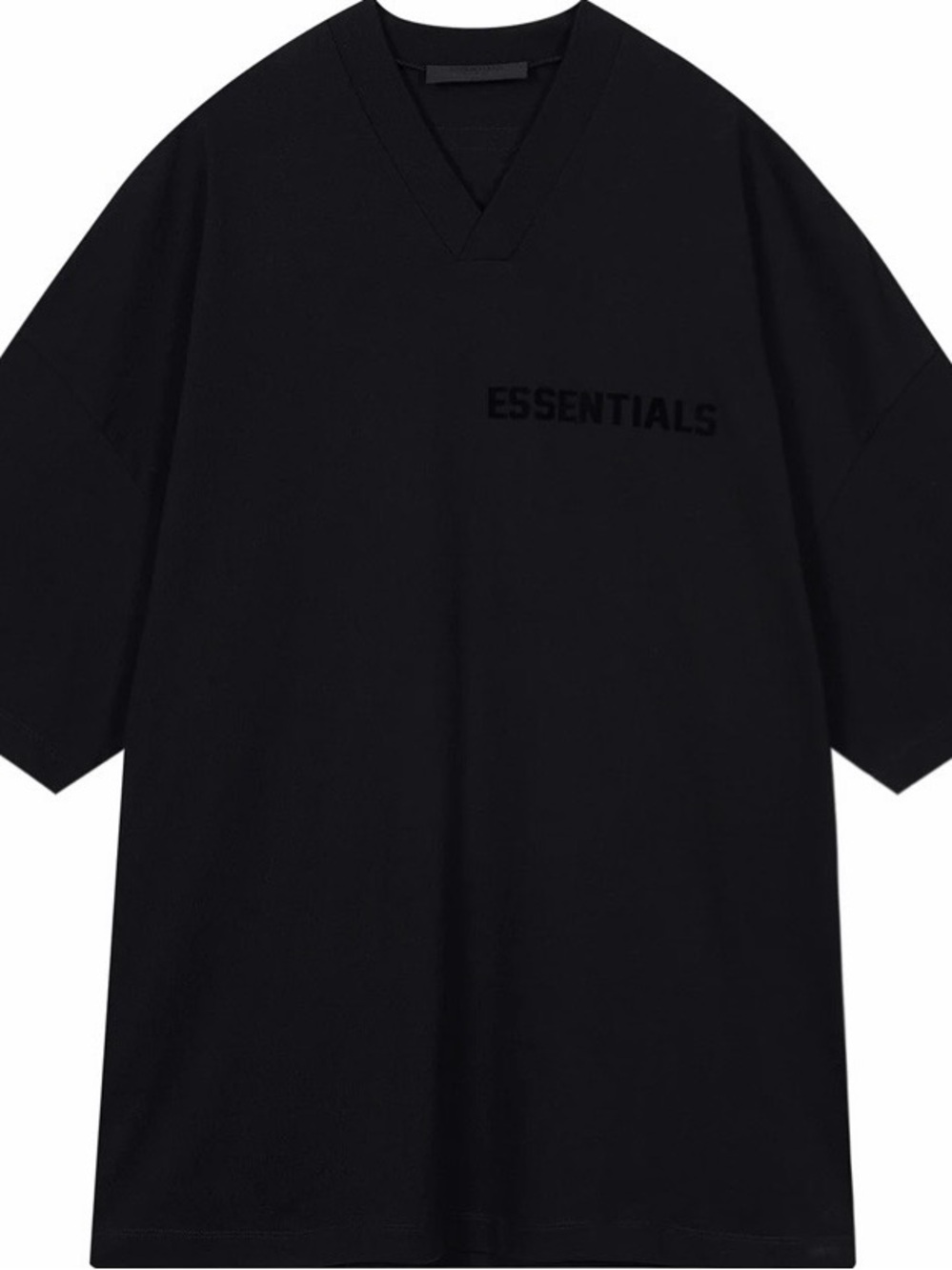 Essentials Black V-Neck Short Sleeve Tee